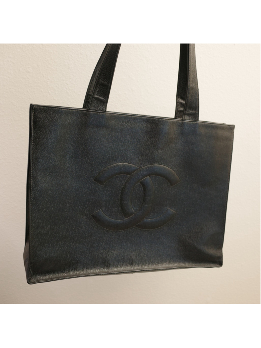 CHANEL Caviar CC Vintage Large Shoulder Tote Bag